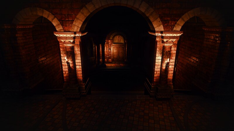 Stone Corridor with Arches — Brown