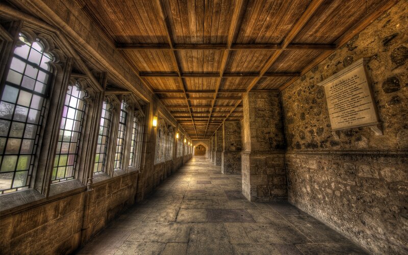 Stone Corridor with Wooden Ceiling