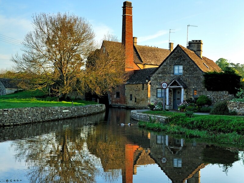Stone Cottage by River — Brown