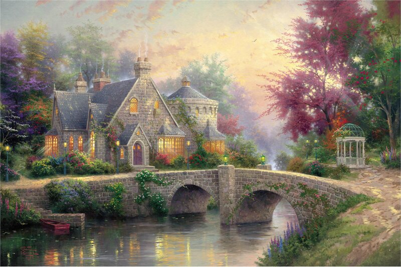 Stone Cottage by River — Green