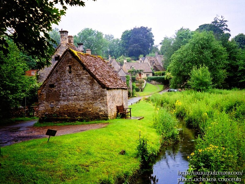 Stone Cottage by Stream — Green, Serene, Summer