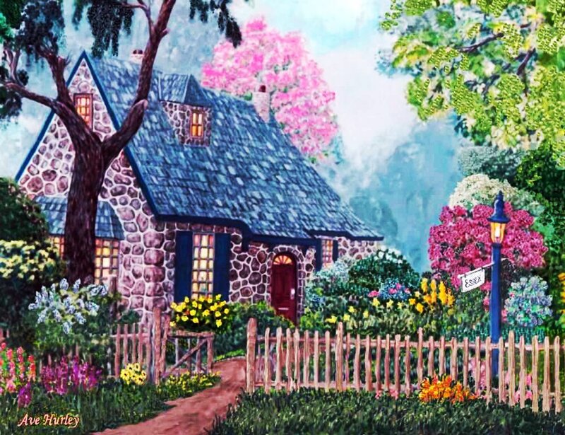 Stone Cottage Garden — Green, Serene, Spring