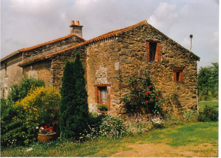 Stone cottage in a garden