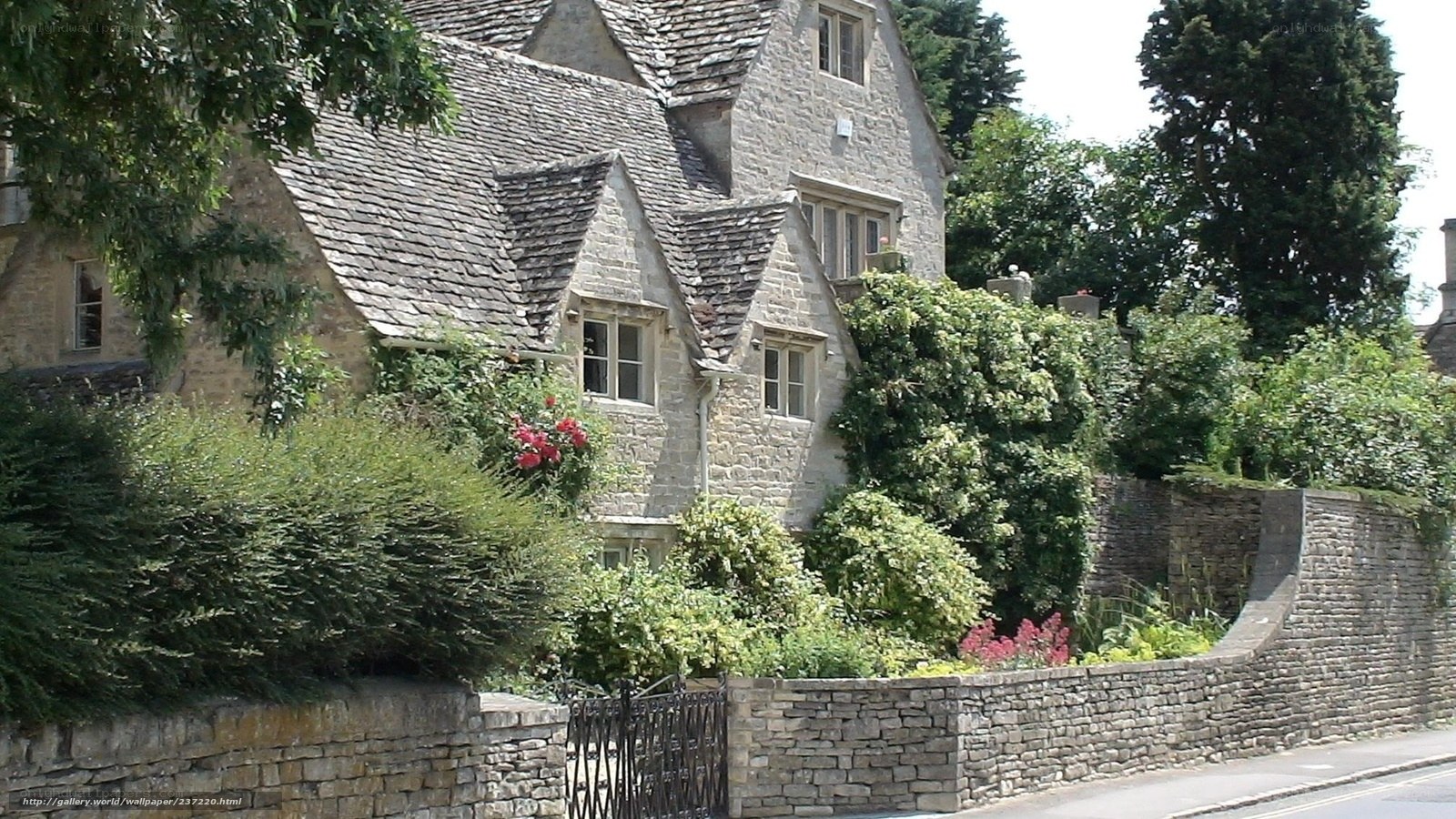 Stone cottage in a village