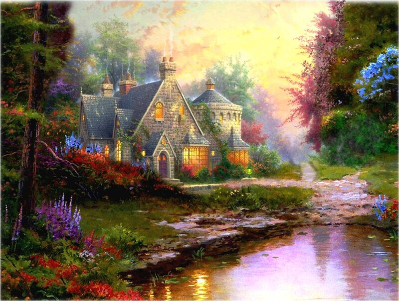 Stone Cottage in Garden — Yellow