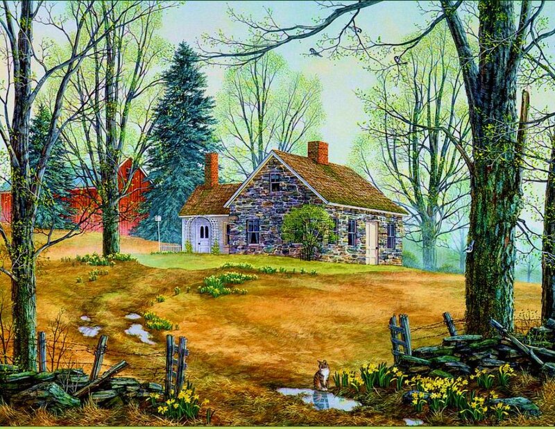 Stone Cottage in Spring