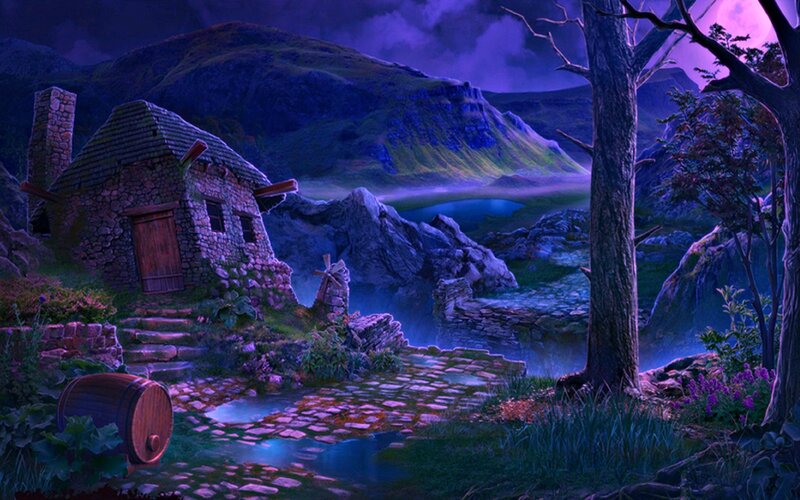 Stone Cottage in Valley — Purple