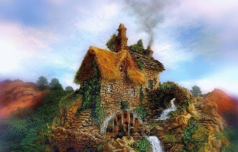 Stone Cottage on Cliff — Brown