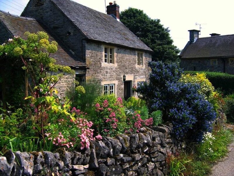Stone Cottage with Garden — Green, Serene, Afternoon, Photograph