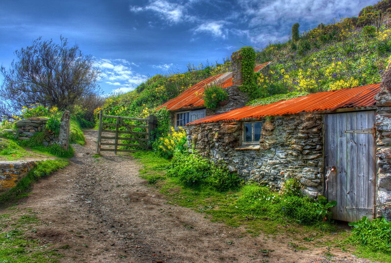 Stone Cottage with Red Roof