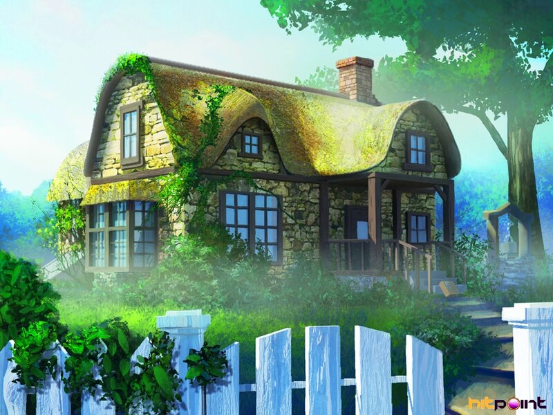 Stone Cottage with Thatched Roof — Green