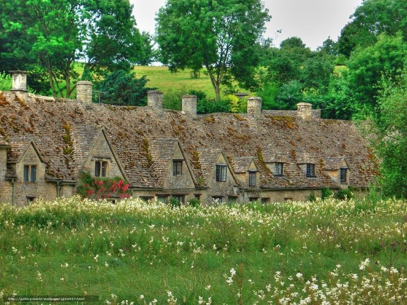 Stone Cottages in Field