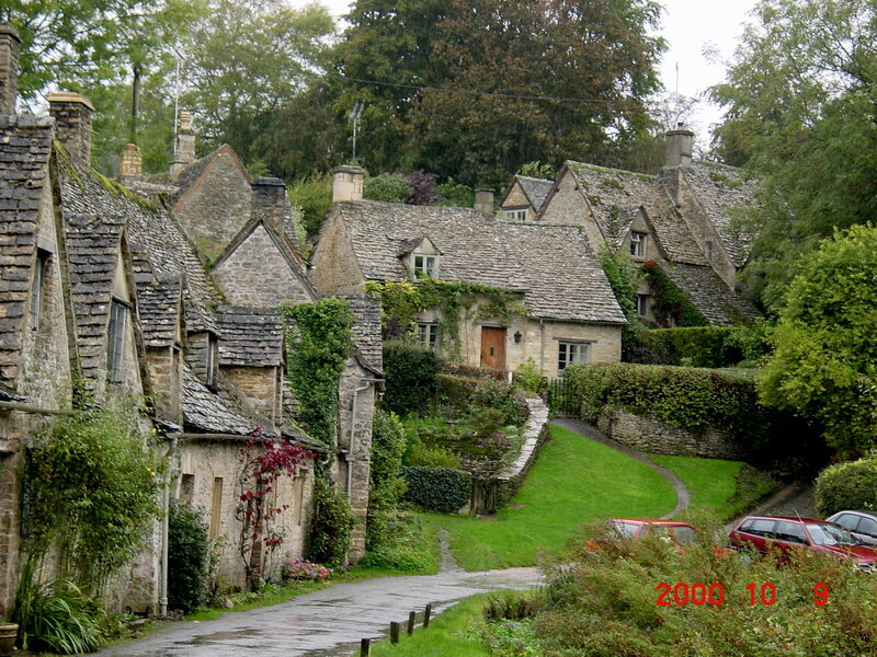 Stone Cottages in Village — Green, Serene, Autumn
