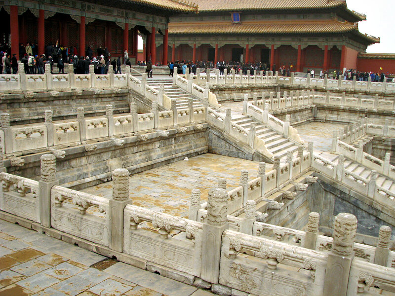 Stone Courtyard with Stairs — Gray