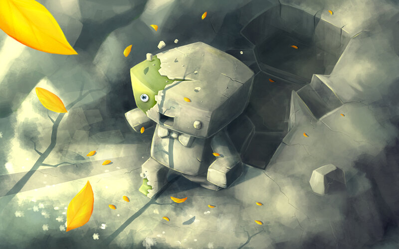 stone creature in autumn