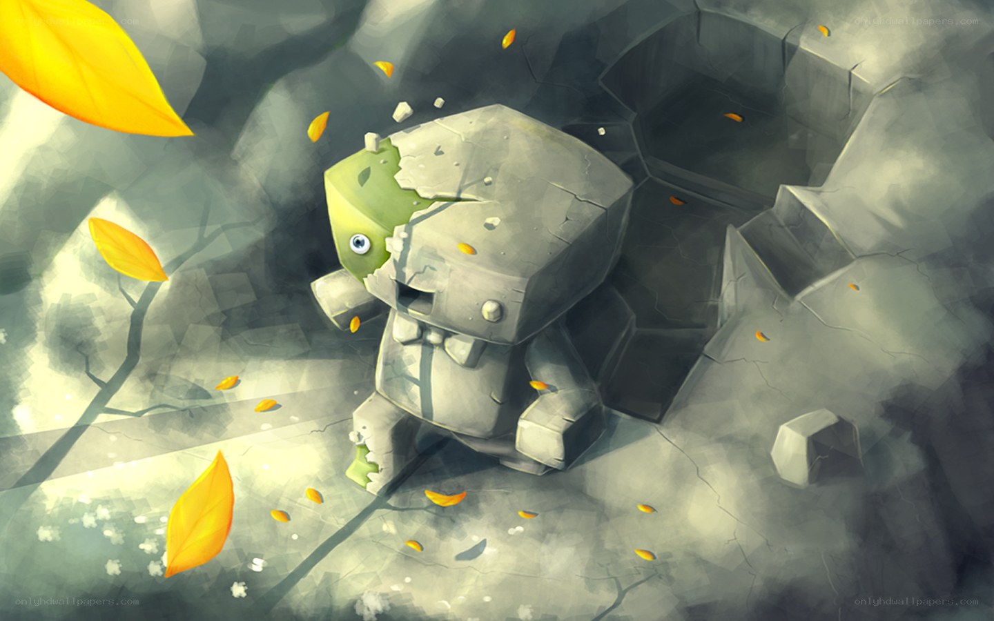 stone creature in autumn