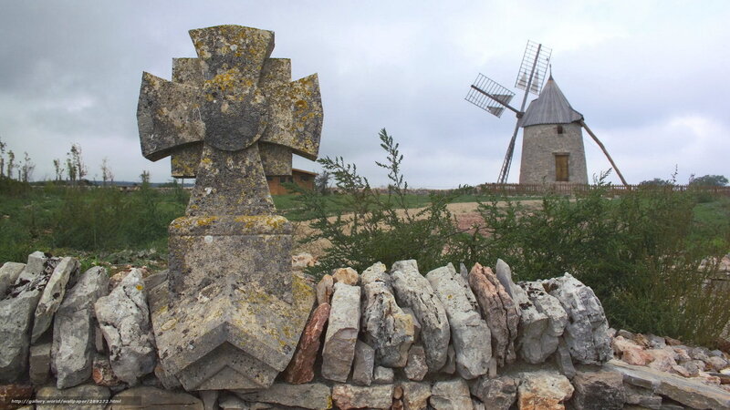 Stone Cross and Windmill — Gray