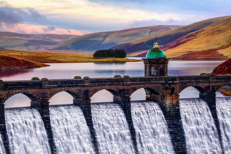 Stone Dam with Waterfall