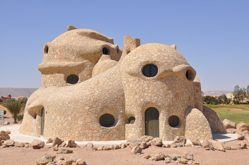 Stone dome house in desert