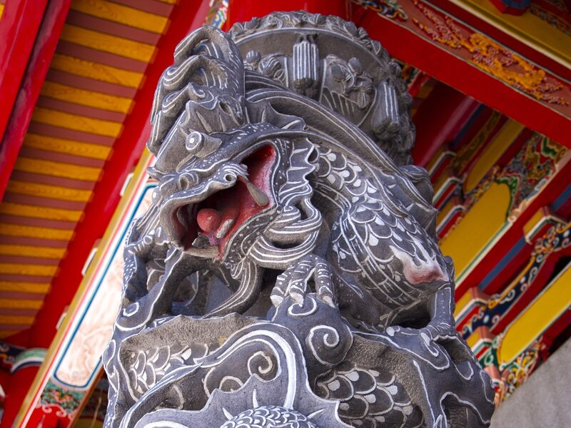 stone dragon carving at temple