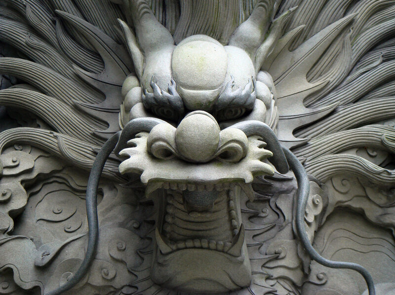 stone dragon carving detail