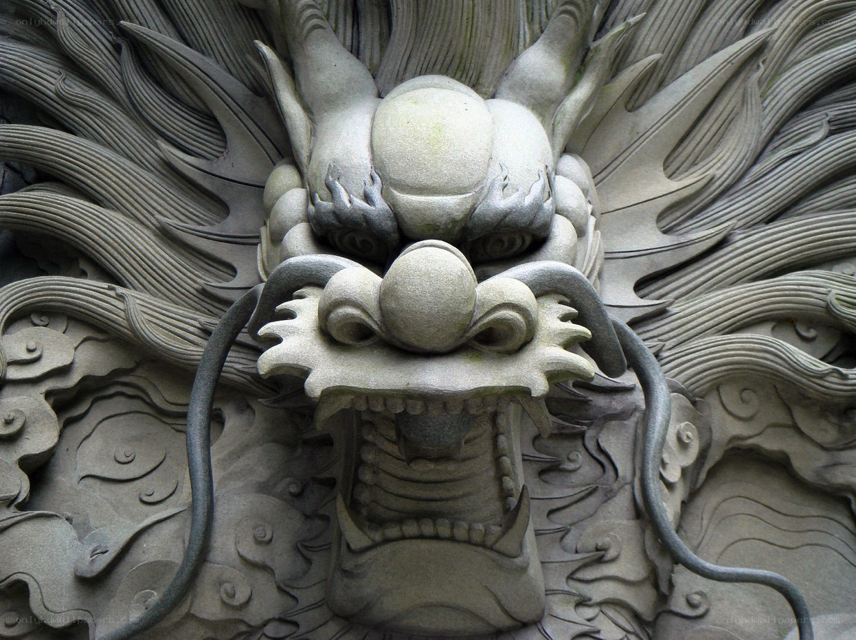 stone dragon carving detail