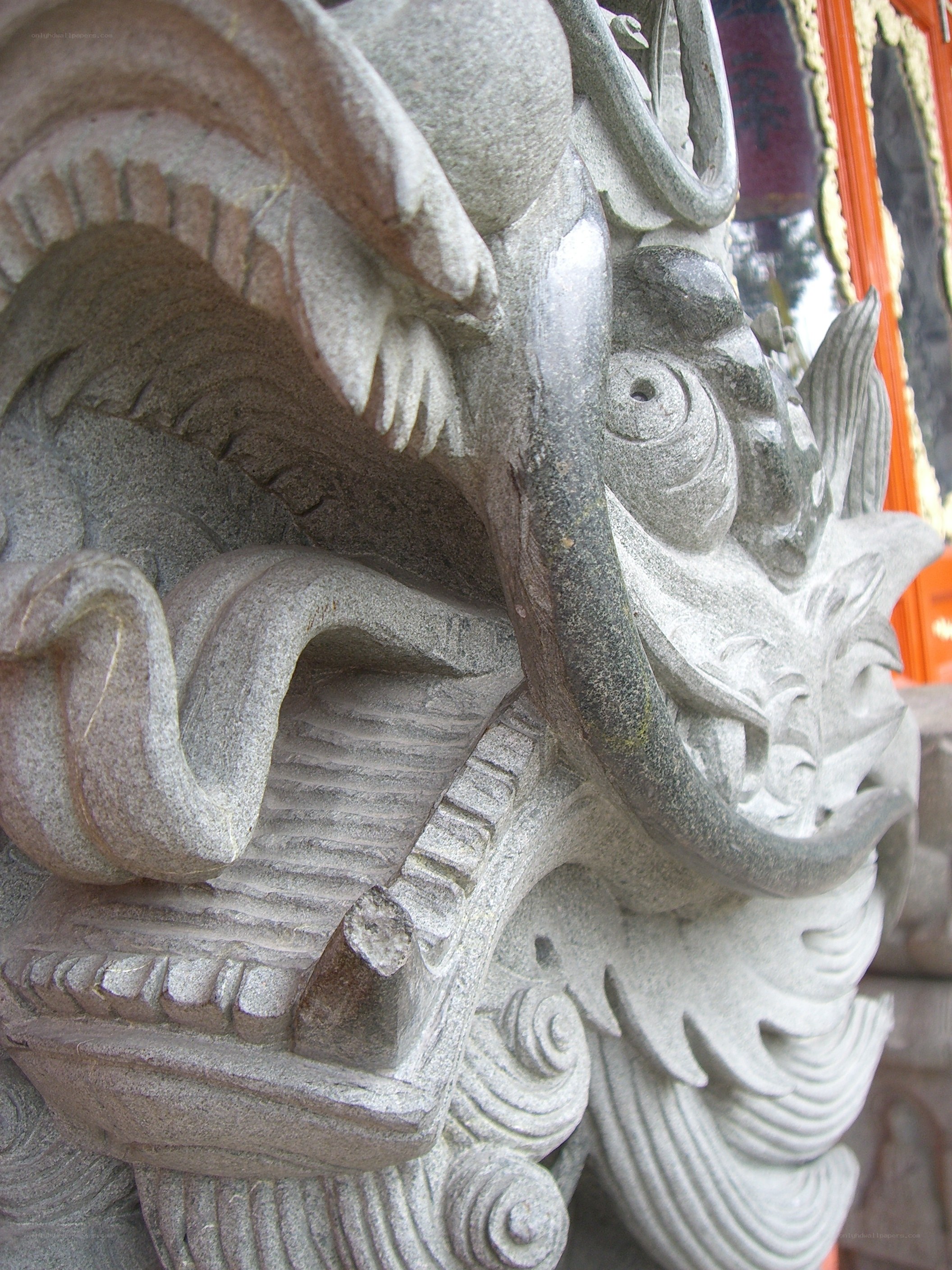 stone dragon carving detail