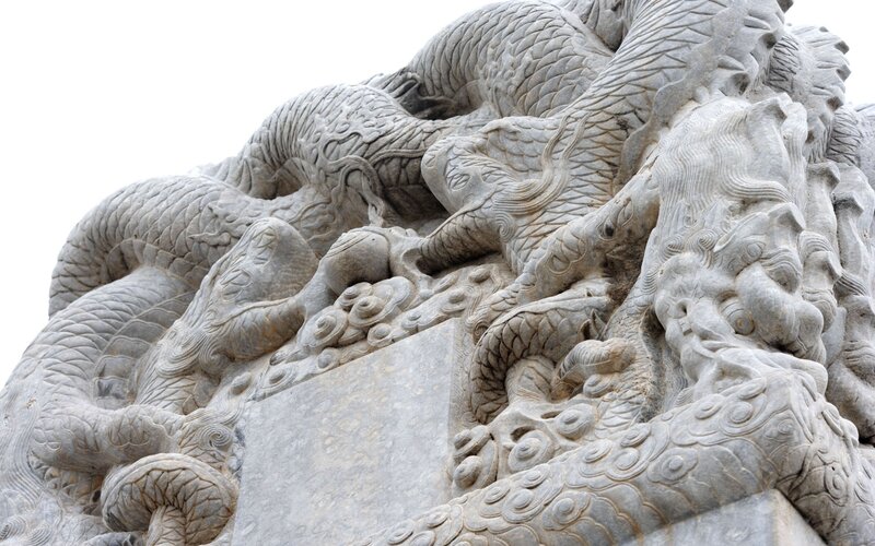 stone dragon sculpture detail