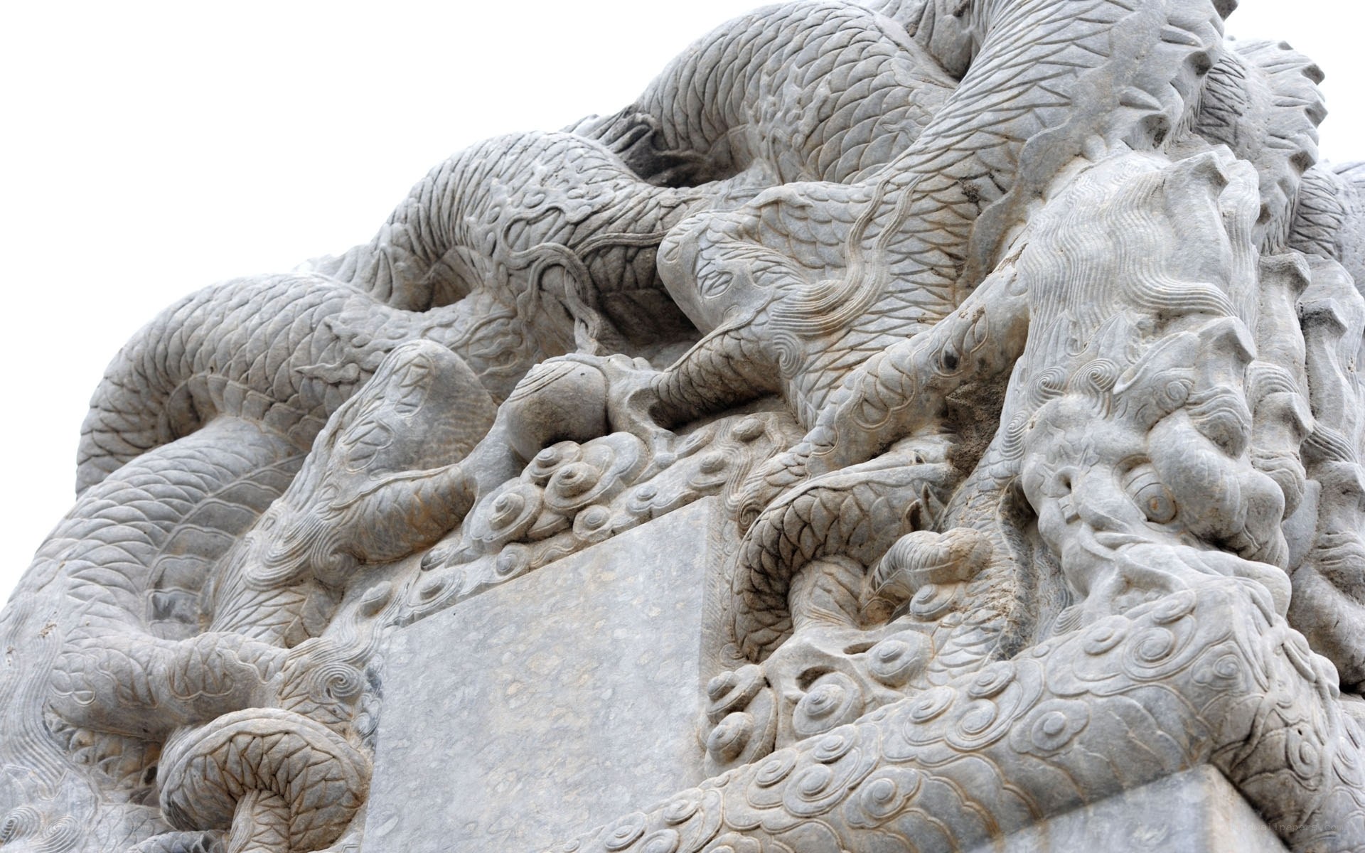 stone dragon sculpture detail