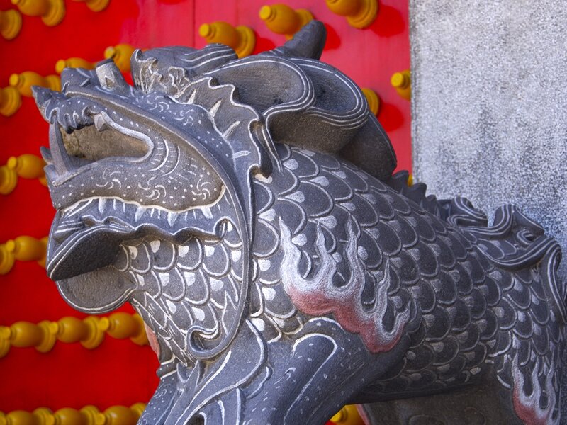 Stone dragon statue at temple