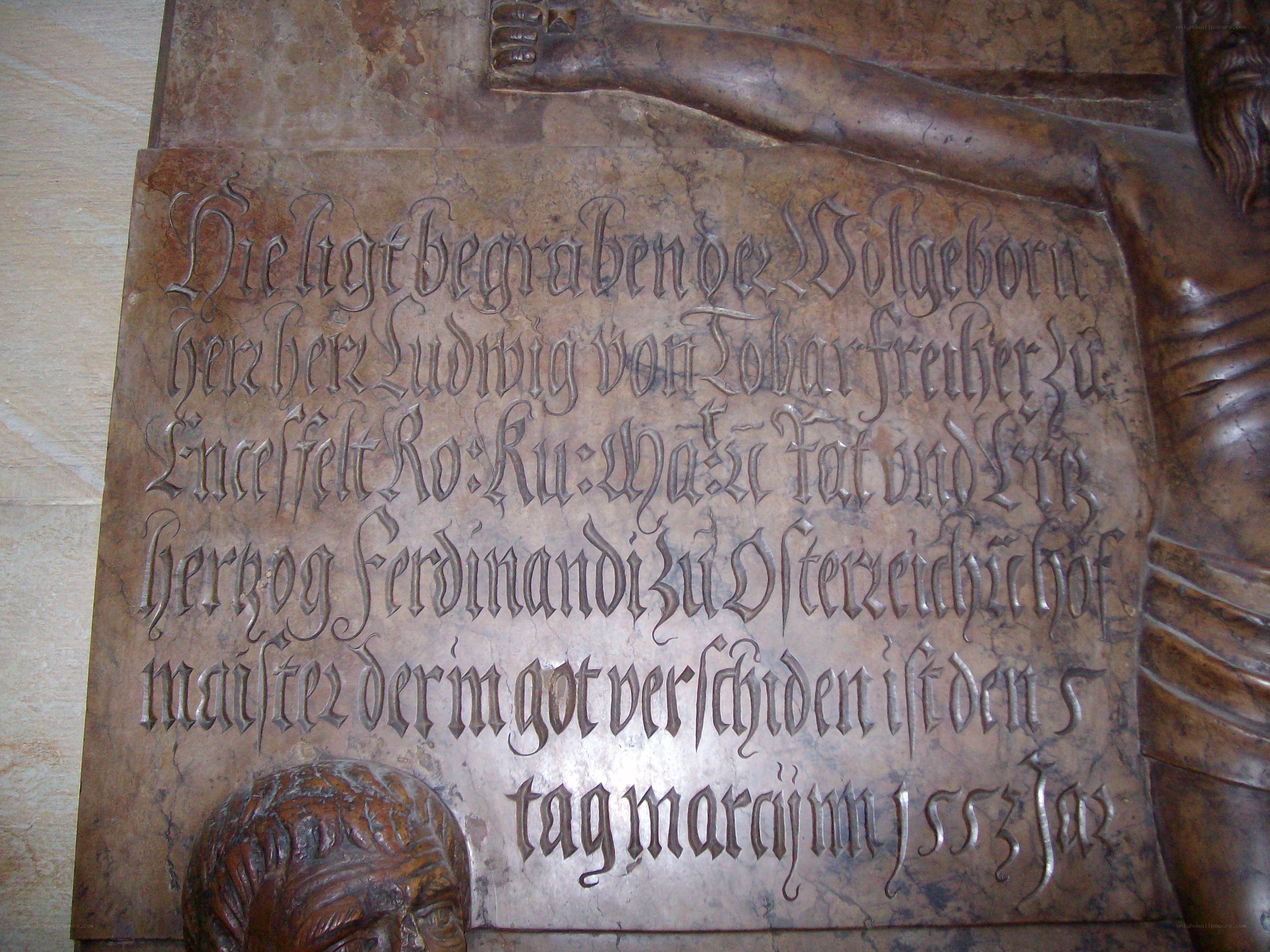 Stone epitaph with German inscription