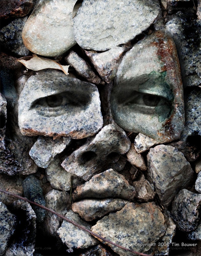 stone face in rocks