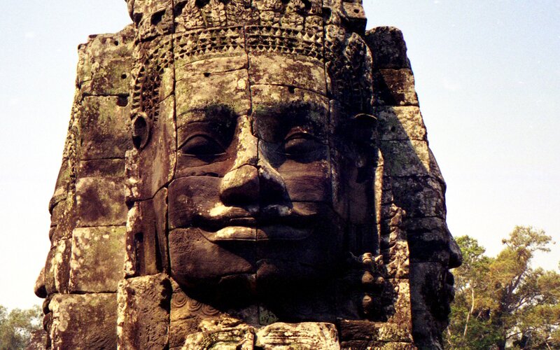 Stone Face Sculpture — Brown, Serene