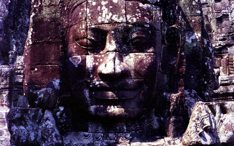 Stone Face Sculpture — Brown