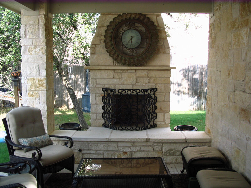 Stone Fireplace with Clock