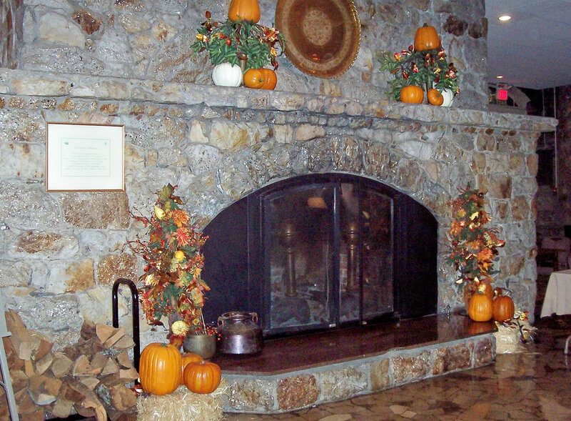 Stone Fireplace with Decorations
