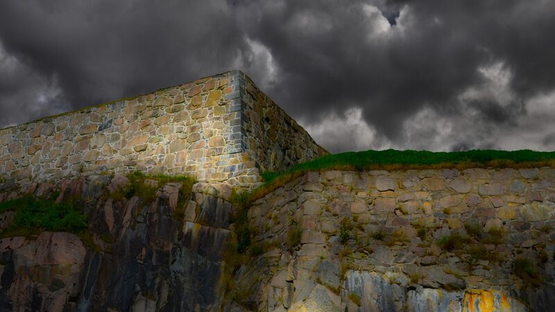 Stone Fortress Wall — Gray, Dramatic