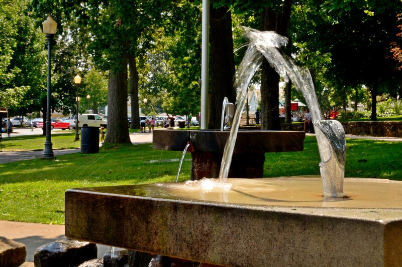 Stone Fountain in Park — Green