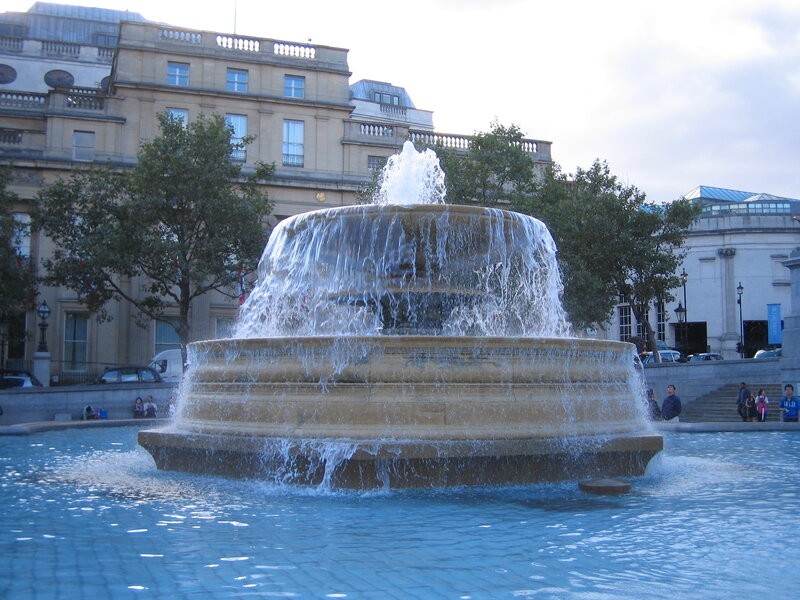 Stone Fountain in Plaza — Blue