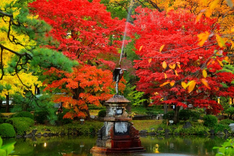 Stone Fountain in Pond