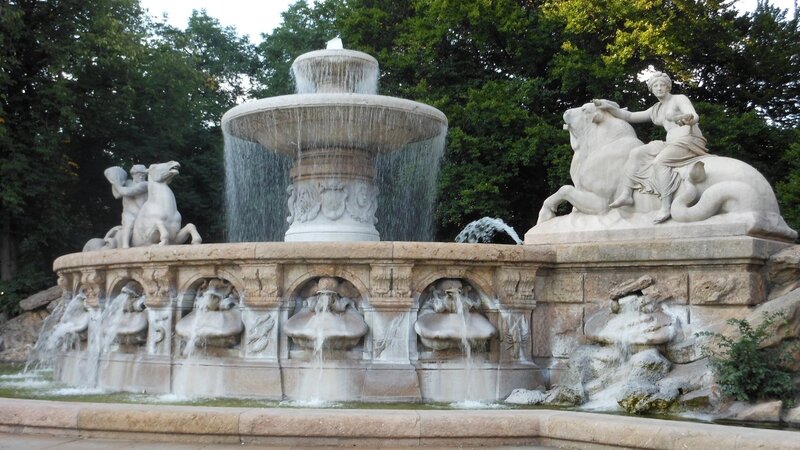 Stone Fountain with Sculptures — Gray