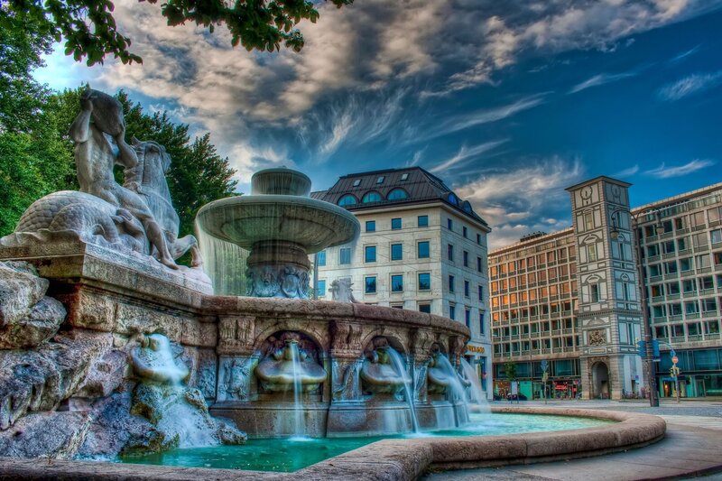 Stone Fountain with Sculptures