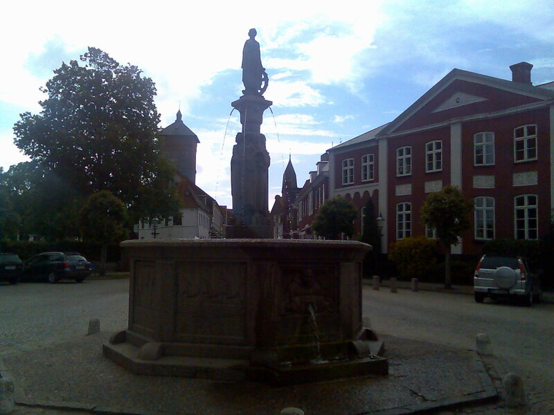 Stone Fountain with Statue — Gray