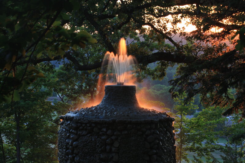 Stone Fountain with Water Spray