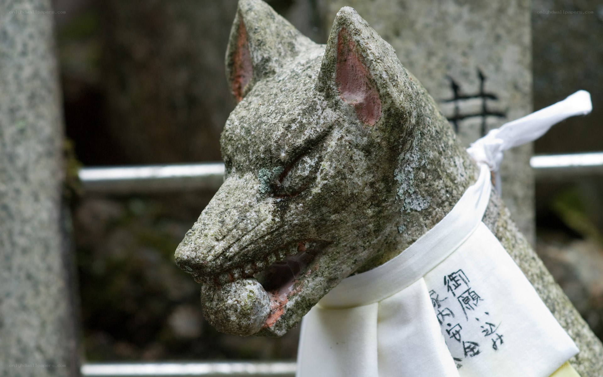 Stone fox statue at shrine