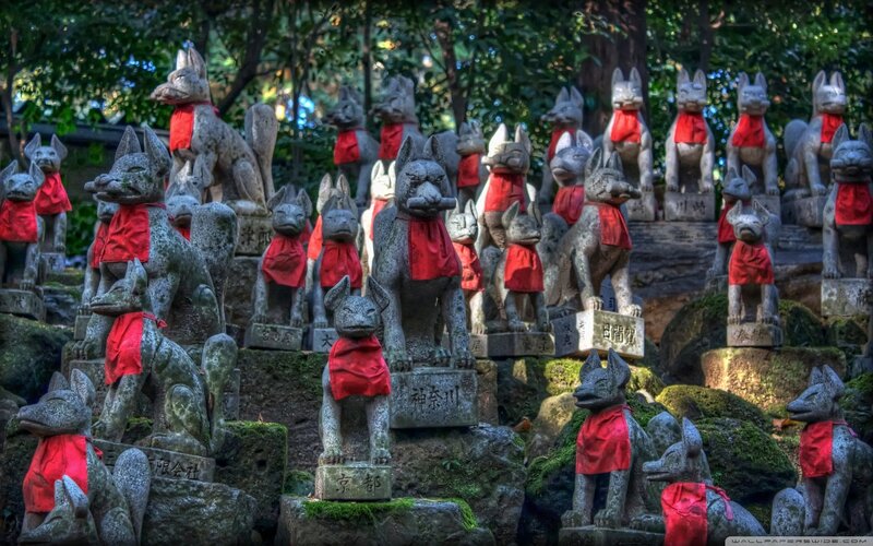 Stone Fox Statues