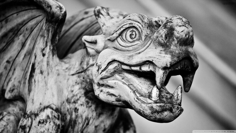 Stone Gargoyle Head — Black