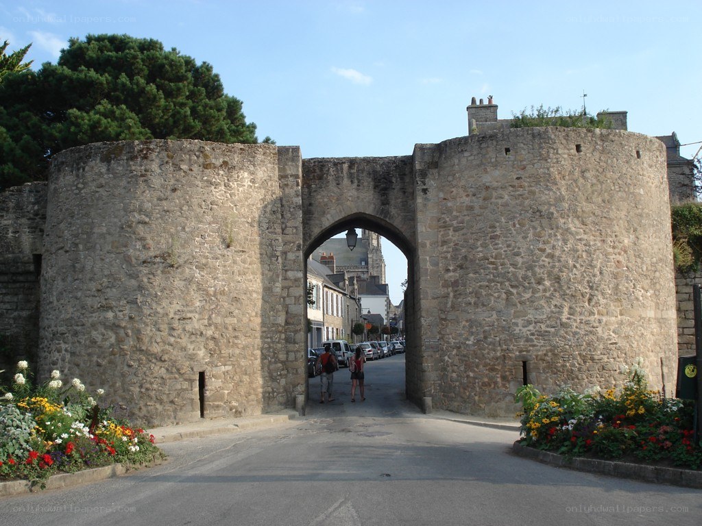 Stone gate in a historic town