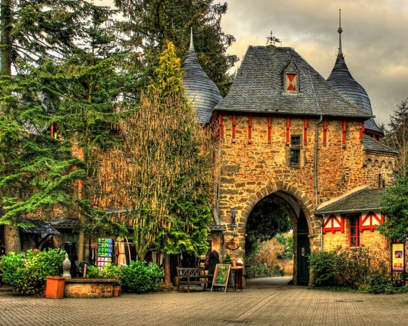 Stone Gatehouse with Turrets — Brown