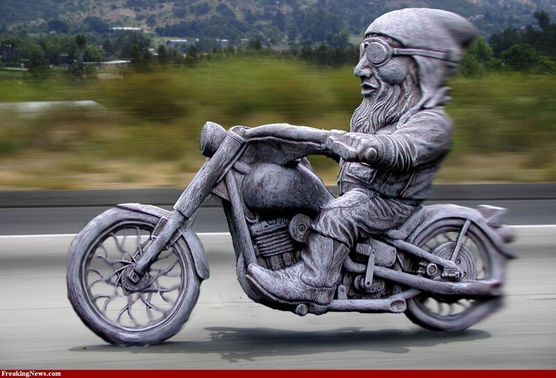 Stone Gnome on Motorcycle